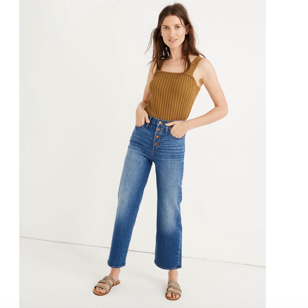 Madewell Slim Wide-Leg Jeans in Olympia Wash: Button-Front Edition